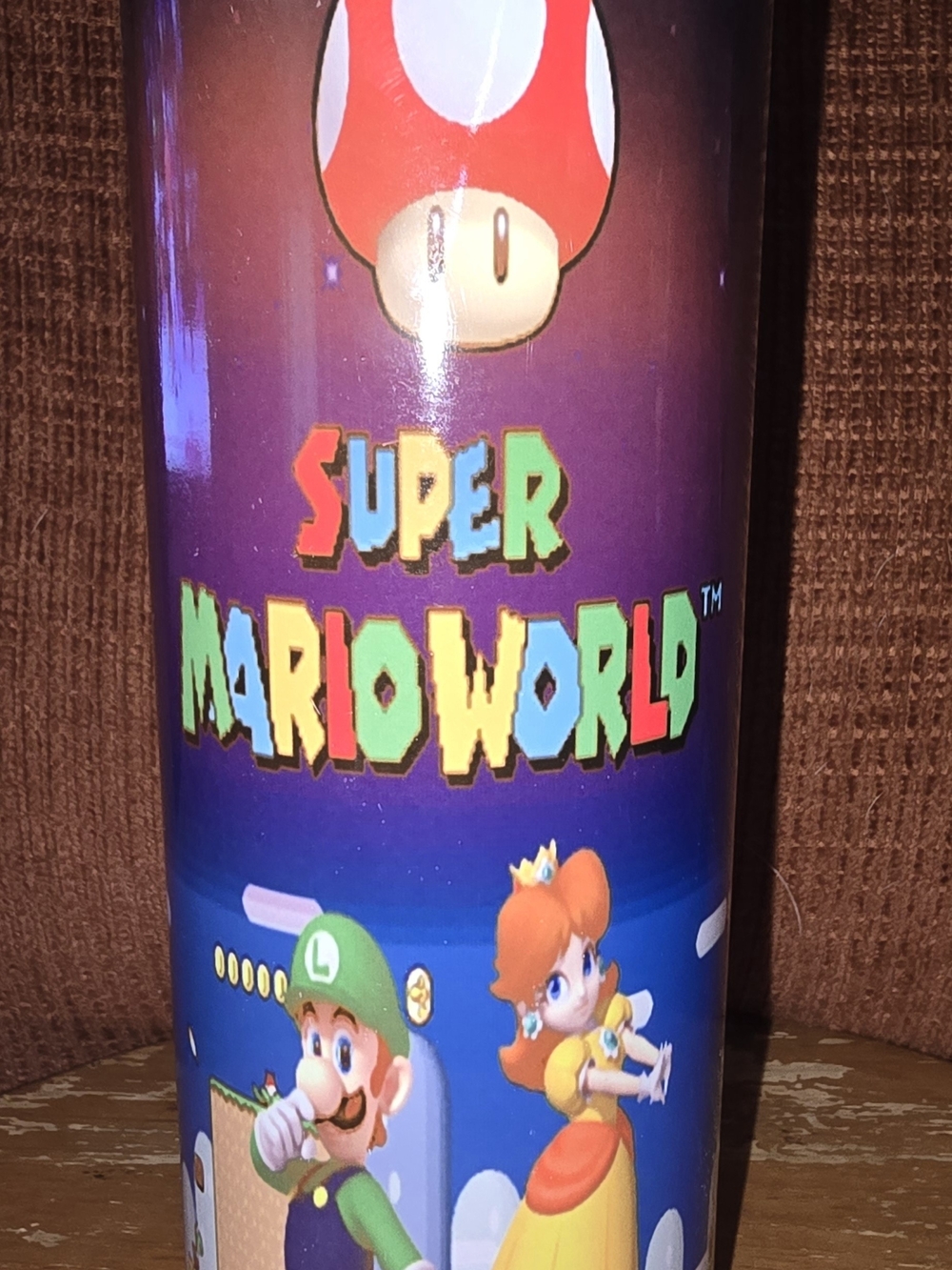 Nintendo Super Mario World Purple Tumbler with Daisy & Luigi Artwork